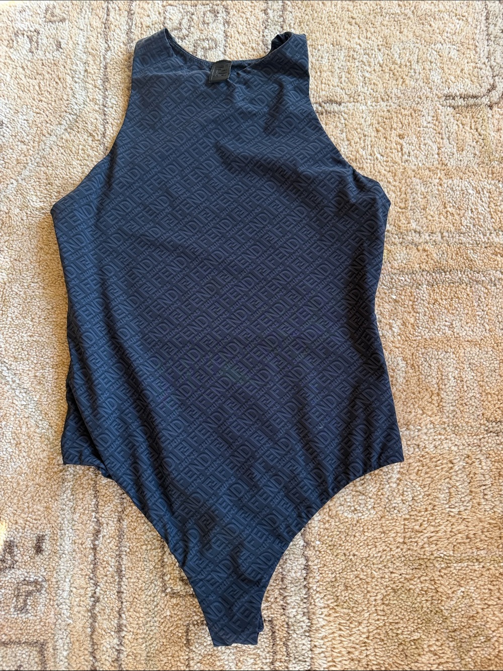 Fendi Kids Black Logo-Embossed One-Piece Bodysuit